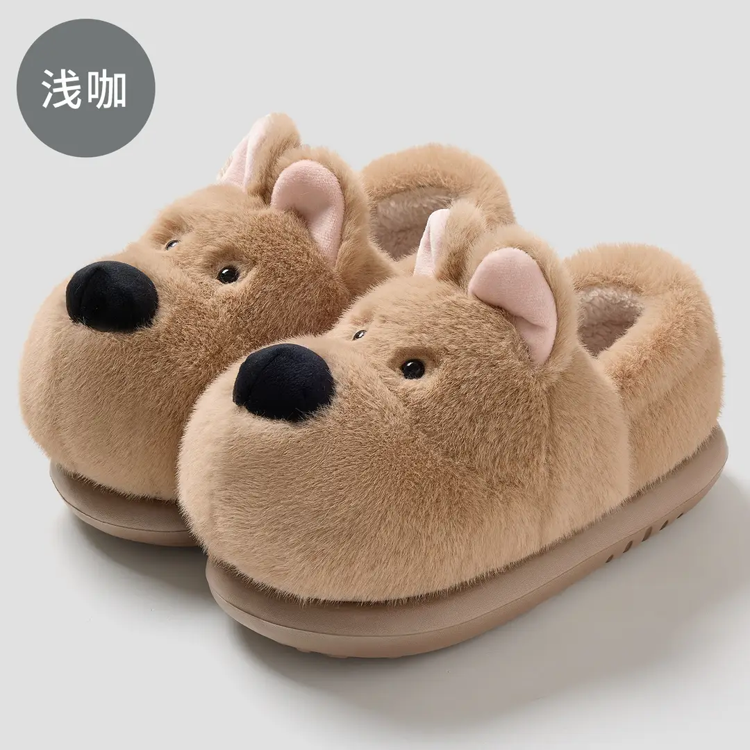 Cute Puppy Cotton Slippers for Women Winter Home Indoor Plush Warm Women's Home Soft Bottom Non-Slip Cotton Slippers Wholesale - Image 5