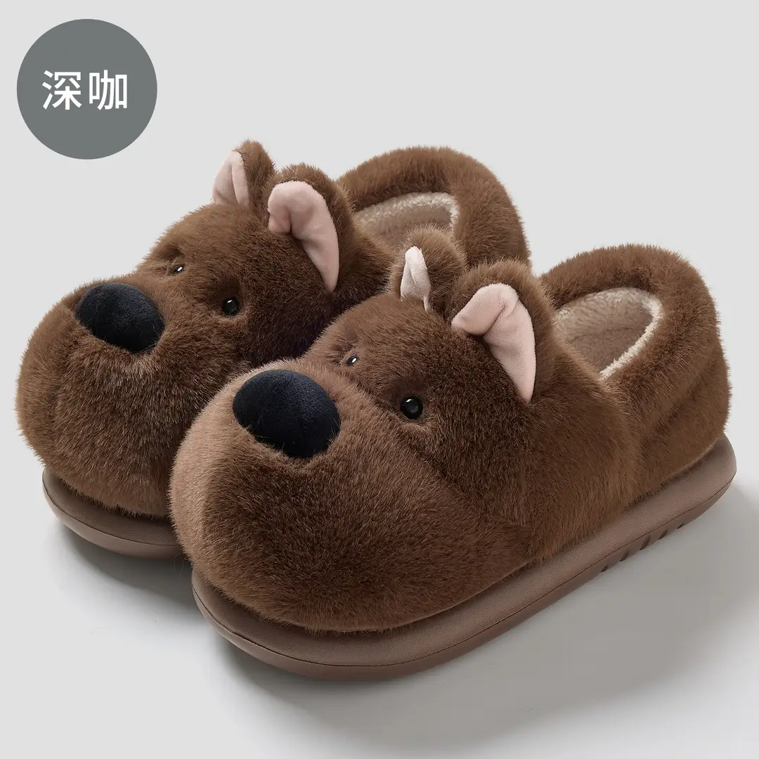 Cute Puppy Cotton Slippers for Women Winter Home Indoor Plush Warm Women's Home Soft Bottom Non-Slip Cotton Slippers Wholesale - Image 6
