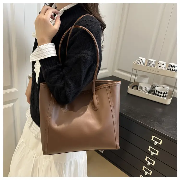 Korean Style Cream Tote Bag with Pom Pom Charm — feature 12