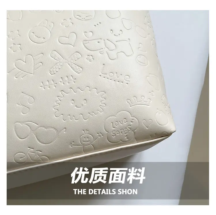 Women's White Textured Shoulder Bag with Green Handles — feature 4
