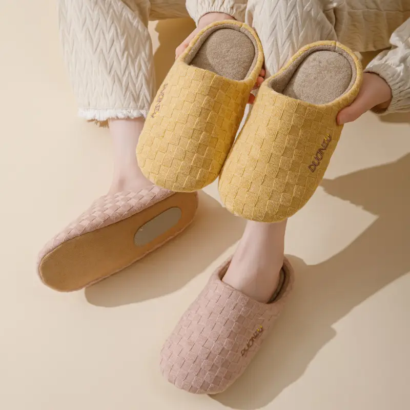 Silent Cotton Slippers Women Autumn Winter Warm Non-Slip