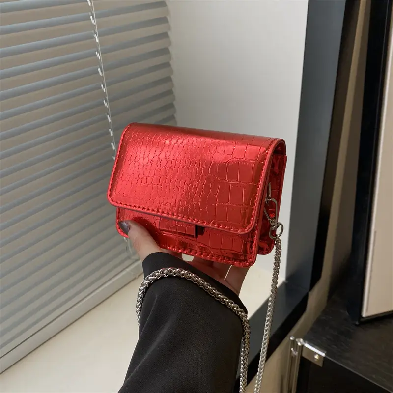 Mirror Patent Leather Chain Crossbody Bag for Women - Image 2