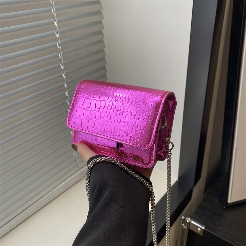 Mirror Patent Leather Chain Crossbody Bag for Women - Image 4