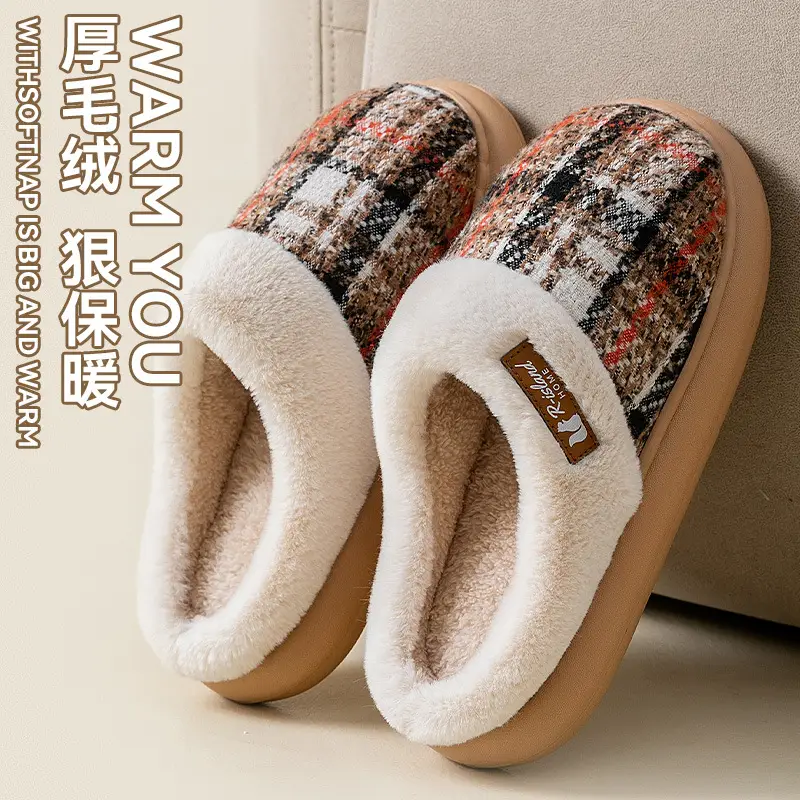 Women's Thick Wool Fleece Slippers Winter Warm Anti-Slip - Image 6