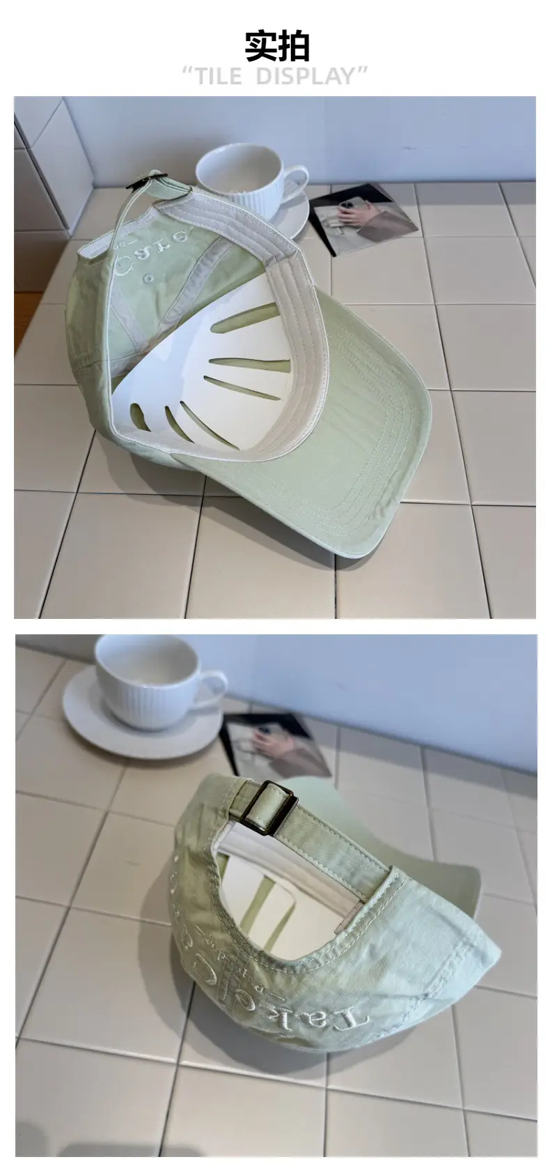 Women Cartoon Cap Green Embroidered Spring Summer — feature 5