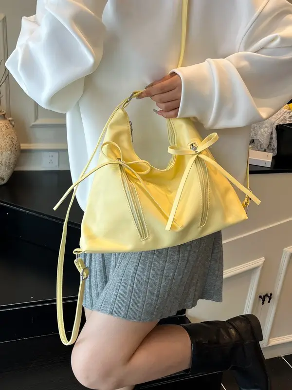 Women's Yellow Bow Shoulder Bag 2024 New Size - Image 8