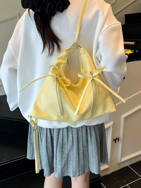 Women's Yellow Bow Shoulder Bag 2024 New Size - Image 9