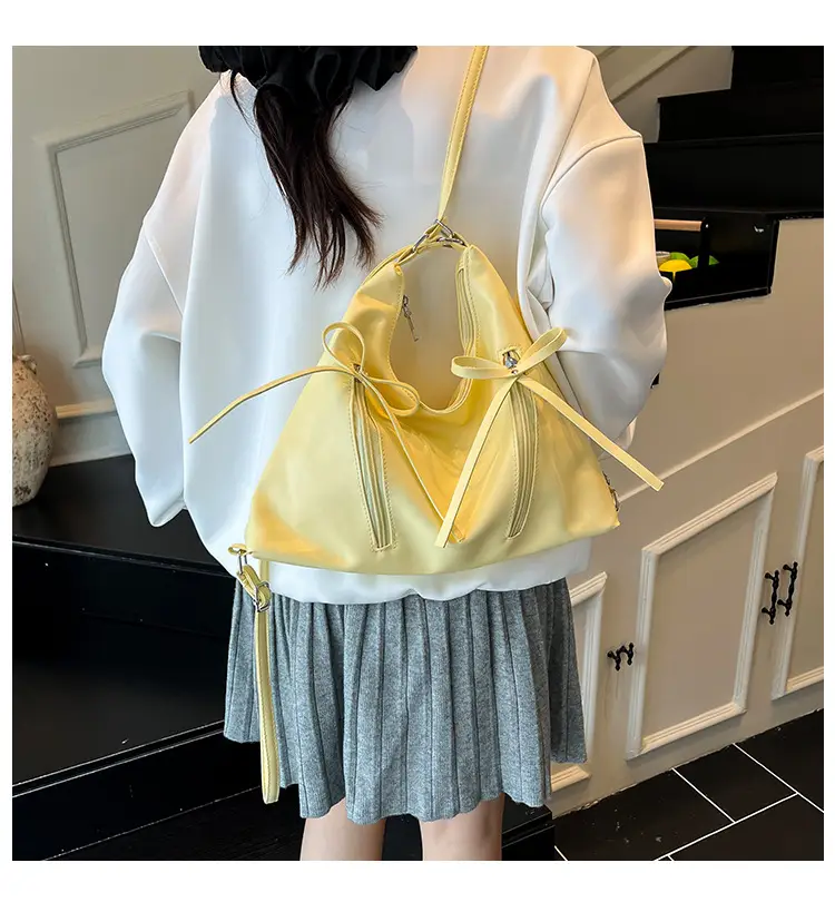 Women's Yellow Bow Shoulder Bag 2024 New Size — feature 1