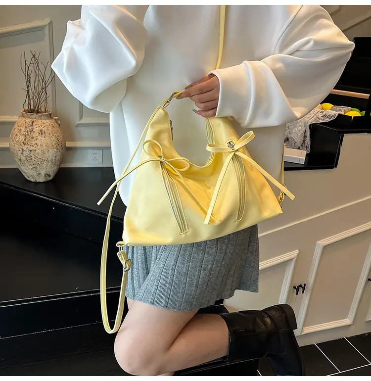 Women's Yellow Bow Shoulder Bag 2024 New Size — feature 7