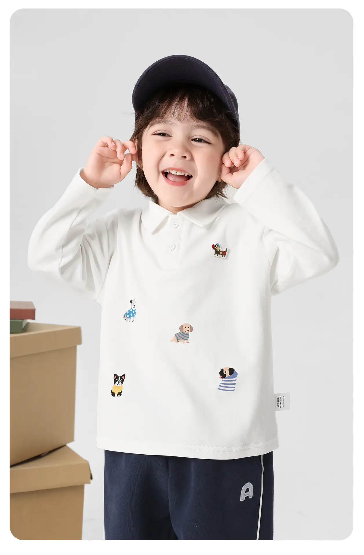 Right European Boys Polo Shirt Long Sleeve Light Blue Autumn 2025 — feature 15