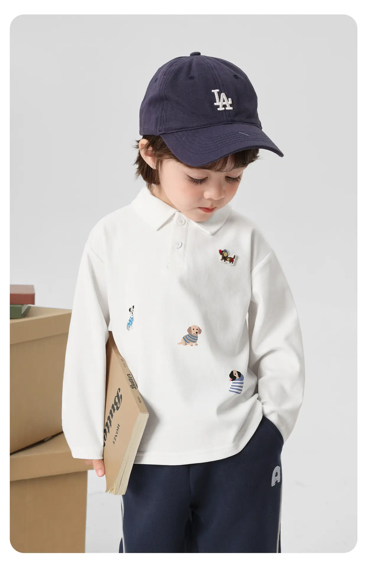 Right European Boys Polo Shirt Long Sleeve Light Blue Autumn 2025 — feature 16