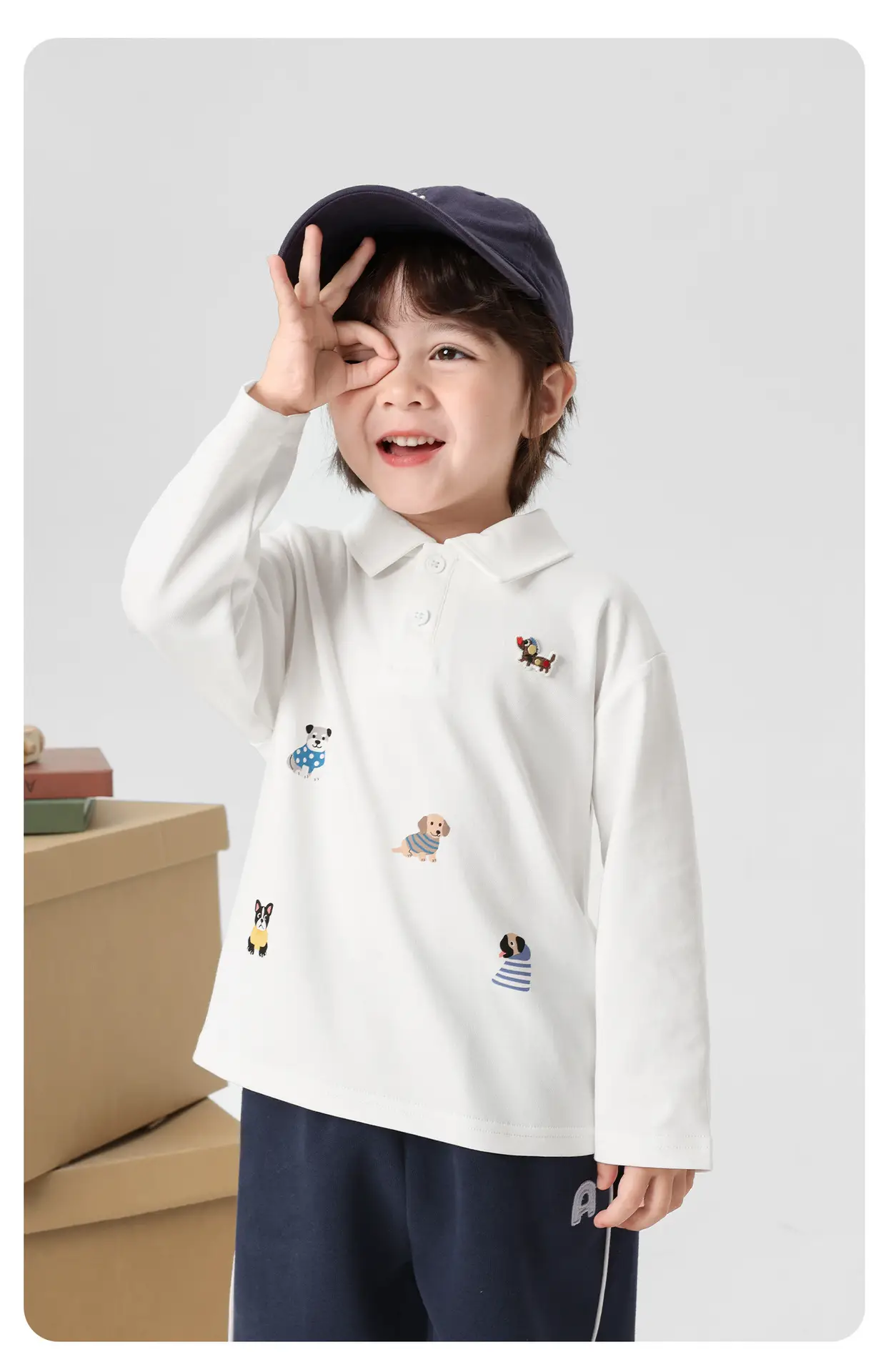 Right European Boys Polo Shirt Long Sleeve Light Blue Autumn 2025 — feature 17