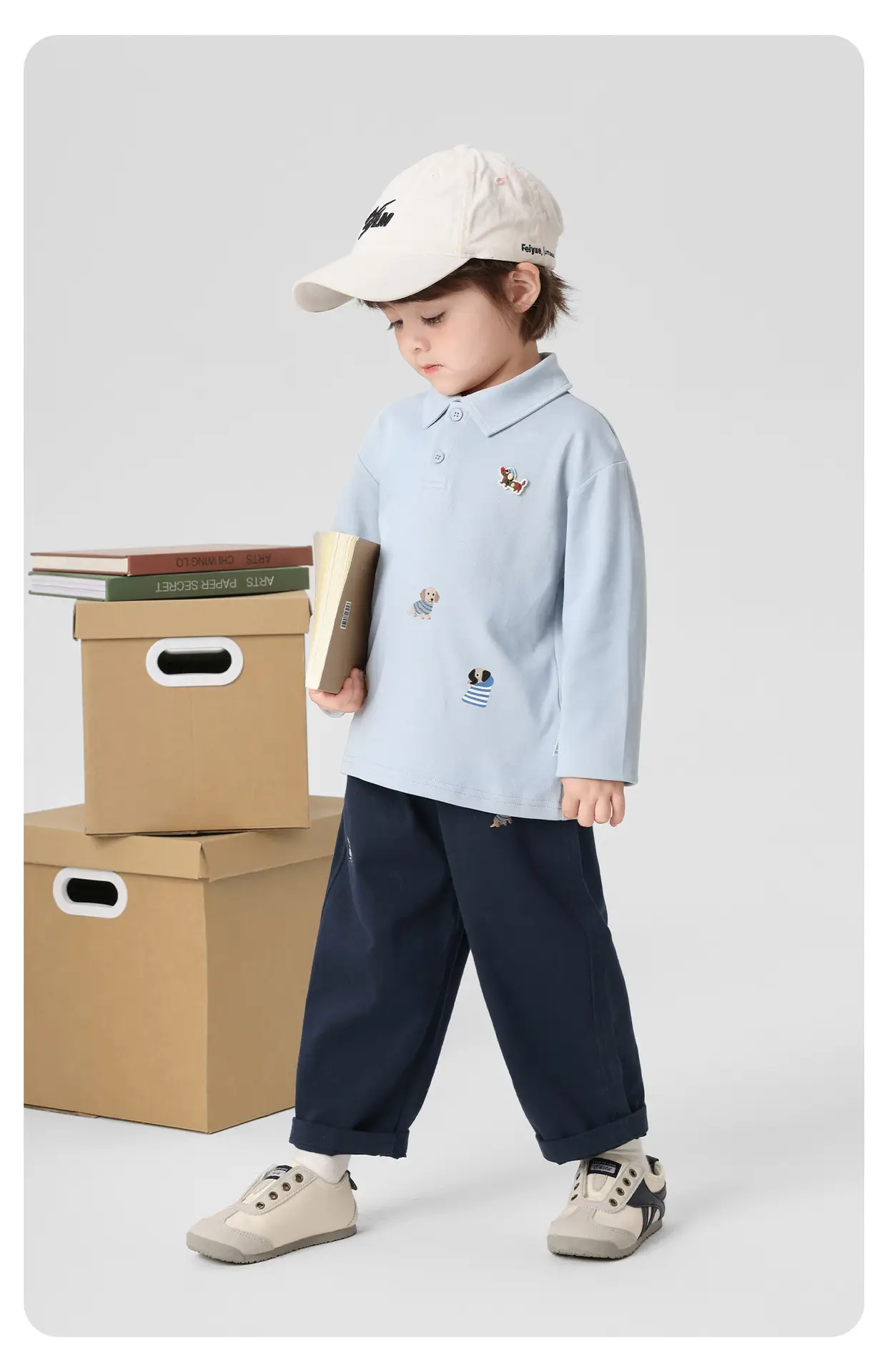 Right European Boys Polo Shirt Long Sleeve Light Blue Autumn 2025 — feature 20