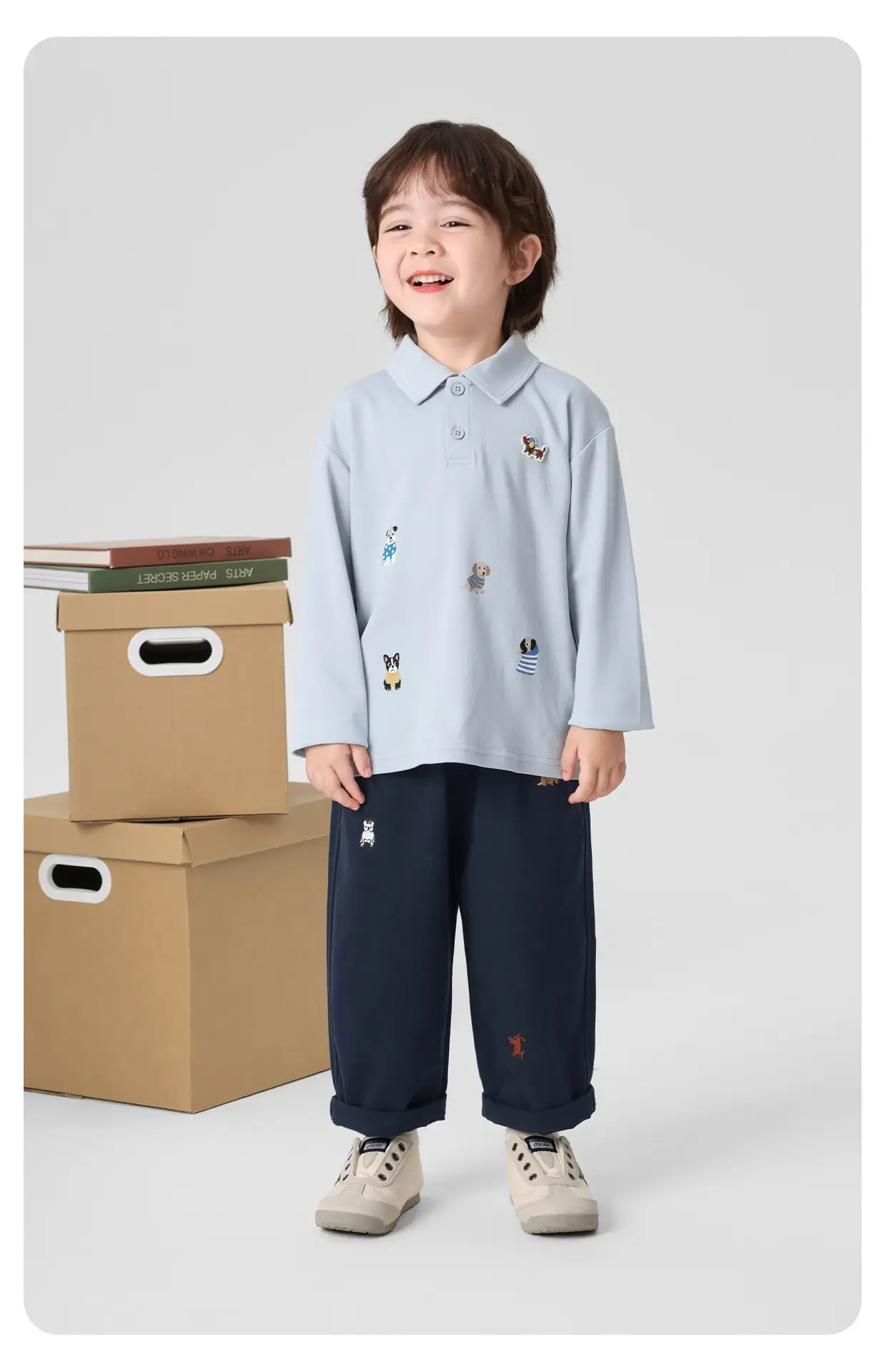 Right European Boys Polo Shirt Long Sleeve Light Blue Autumn 2025 — feature 21