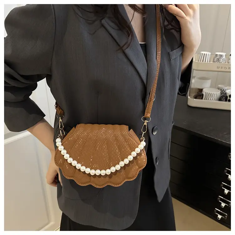 Women's Pearl Embroidered Crossbody Bag Brown — feature 8