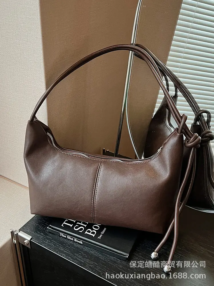 Women Large Capacity Crossbody Bag Brown Leather 2025