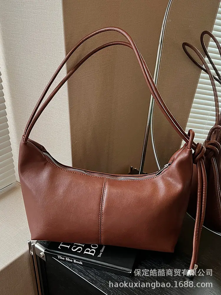 Women Large Capacity Crossbody Bag Brown Leather 2025