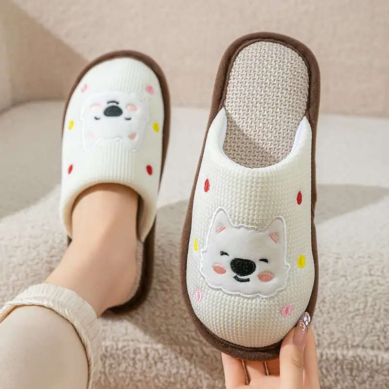 Cotton Slippers for Women, Spring, Autumn and Winter Home Use, Indoor Non-Slip Couple Home Warm Winter Plush Slippers for Men - Image 5