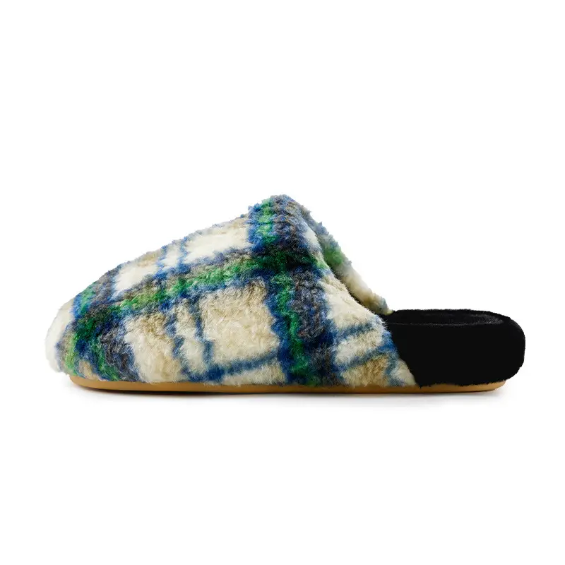 Women Plush Furry Slippers Autumn Winter Warm Non-Slip
