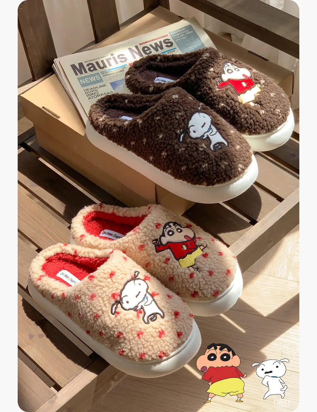 Crayon Shin-Chan Cotton Slippers for Women, Spring, Autumn, and Winter Indoor Non-Slip Thick-Soled Home Warm Couple Maternity Shoes — feature 8