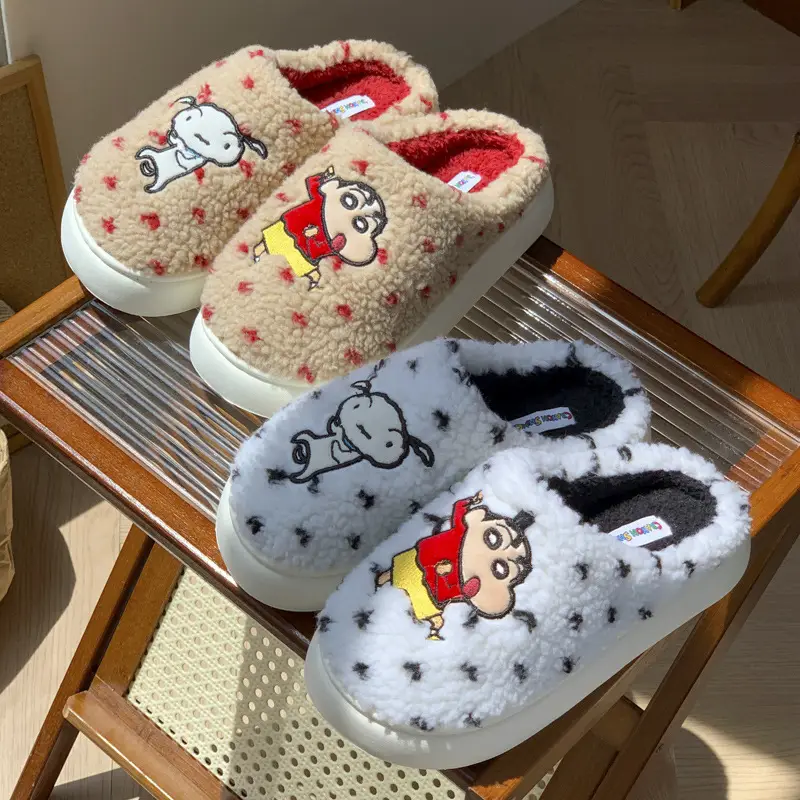 Authentic Ip Co-Branded Mingsheng Crayon Shin-Chan Cotton Slippers Winter Couple Home Warm Cartoon Furry Shoes for Men and Women - Image 6