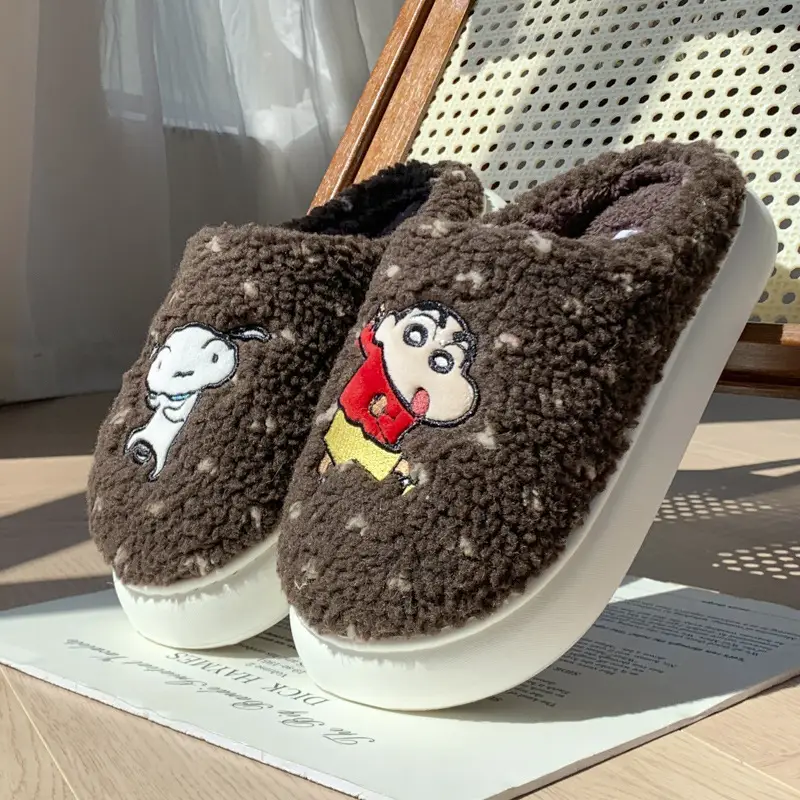 Authentic Ip Co-Branded Mingsheng Crayon Shin-Chan Cotton Slippers Winter Couple Home Warm Cartoon Furry Shoes for Men and Women - Image 3