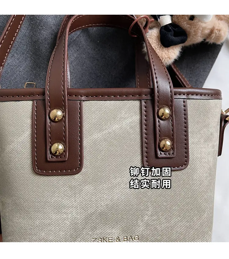 Women's Brown Leather Crossbody Bag with Teddy Bear Charm — feature 10