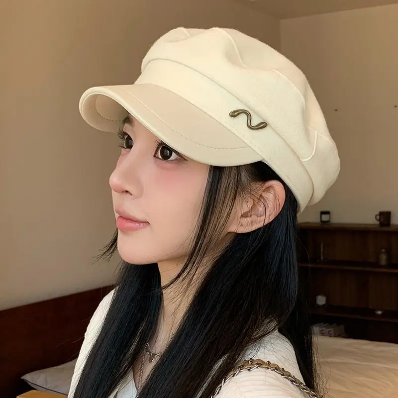 Women's Navy British Beret Cap with Wave Logo - Image 6