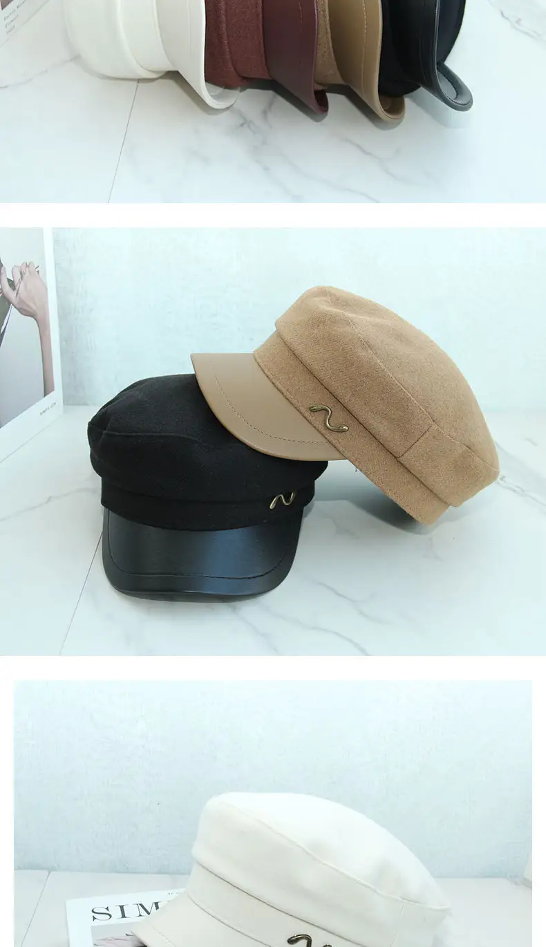 Women's Navy British Beret Cap with Wave Logo — feature 10