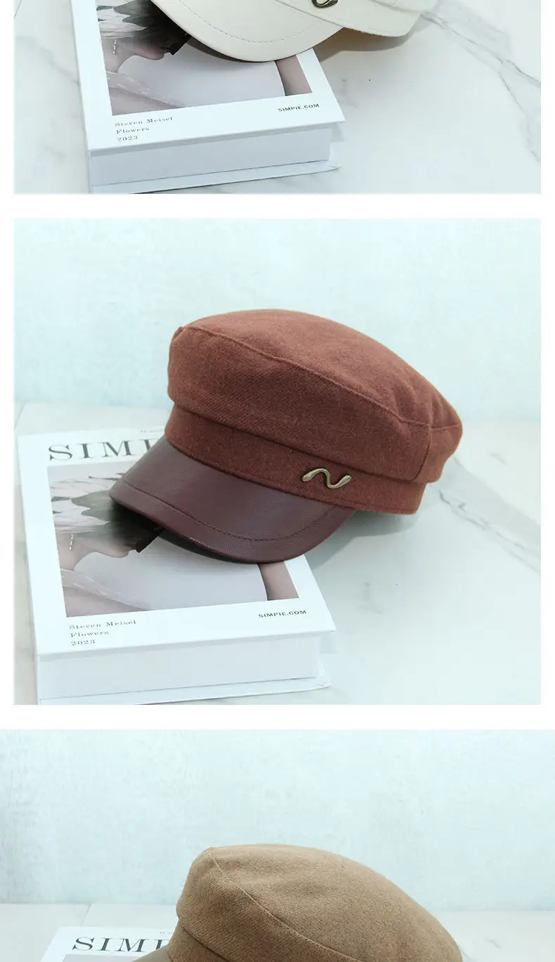 Women's Navy British Beret Cap with Wave Logo — feature 11