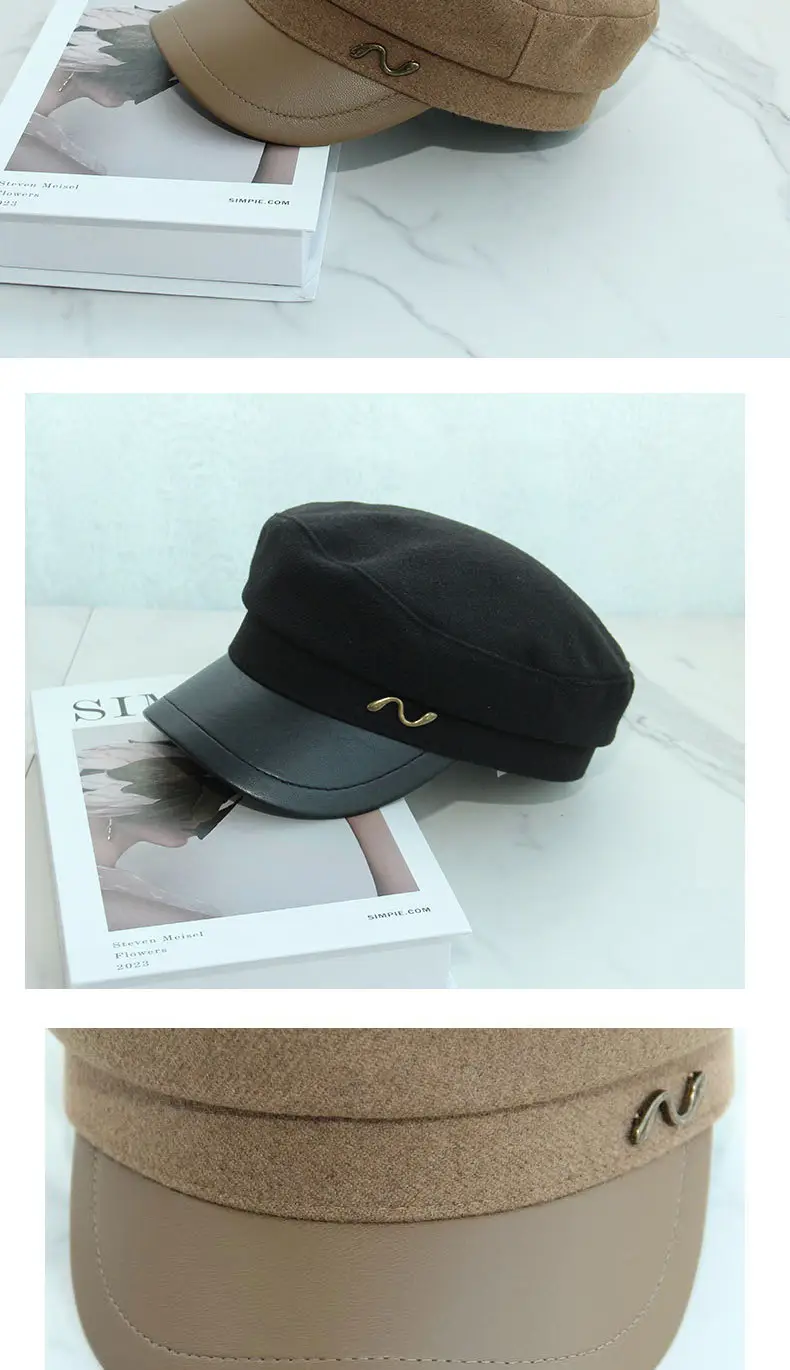 Women's Navy British Beret Cap with Wave Logo — feature 12