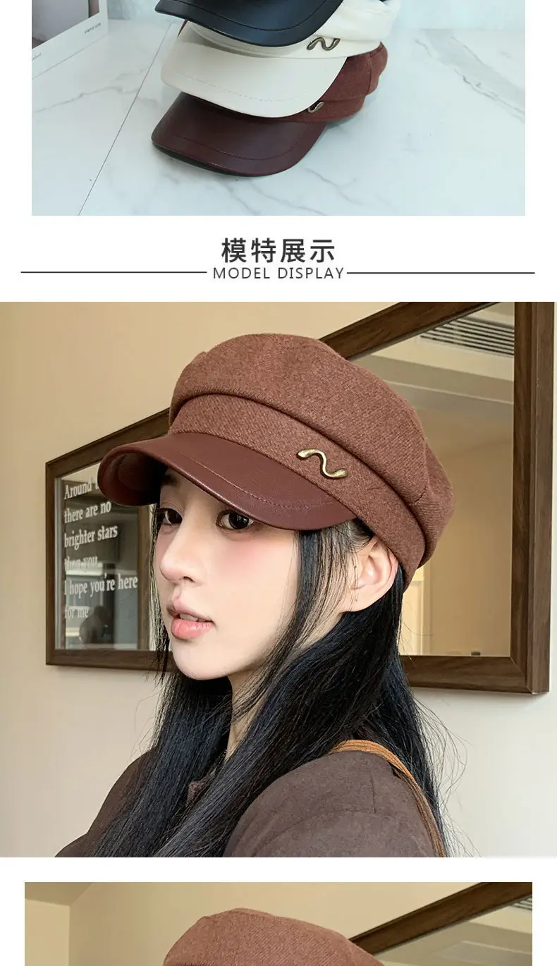 Women's Navy British Beret Cap with Wave Logo — feature 2