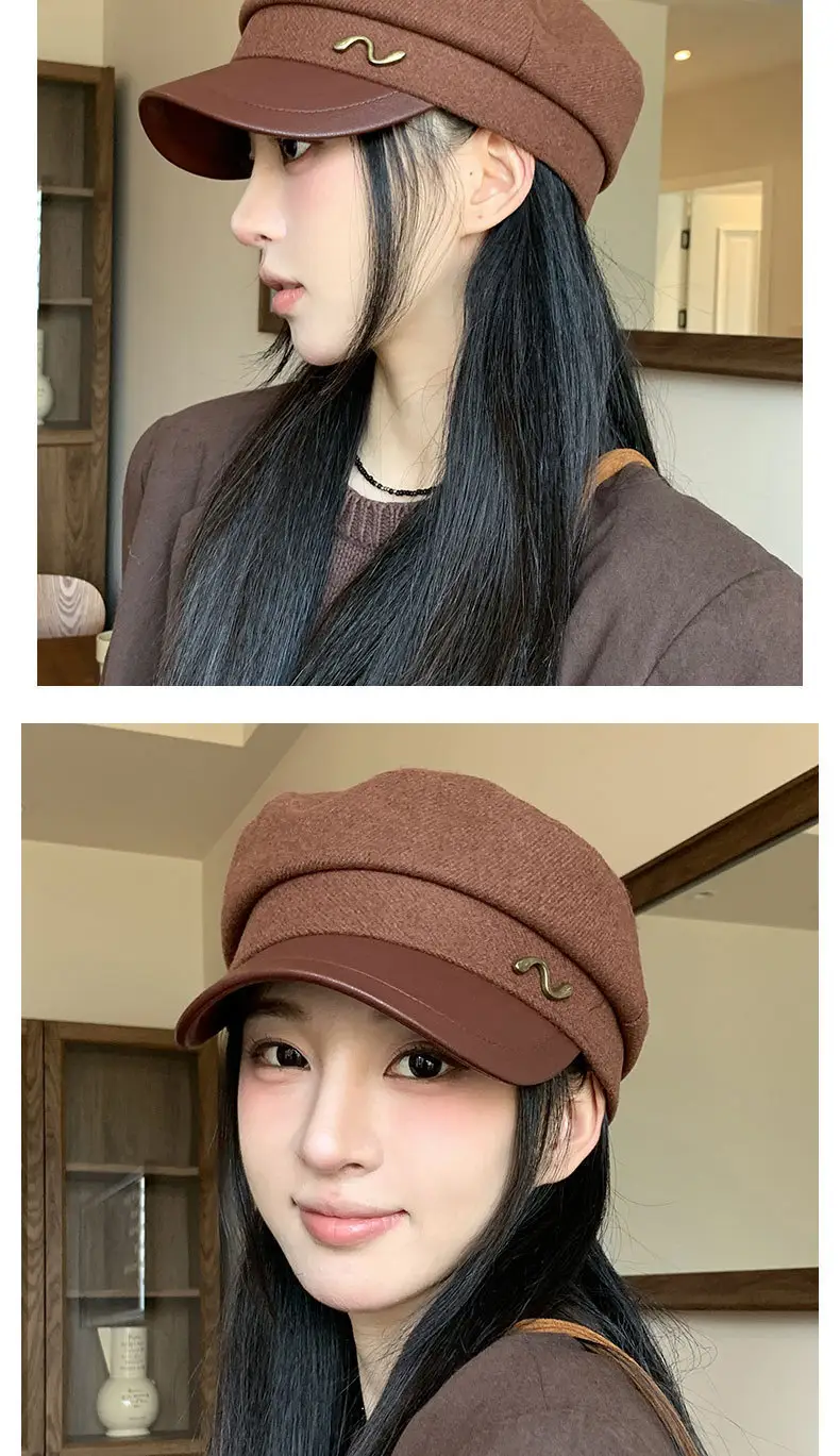 Women's Navy British Beret Cap with Wave Logo — feature 3