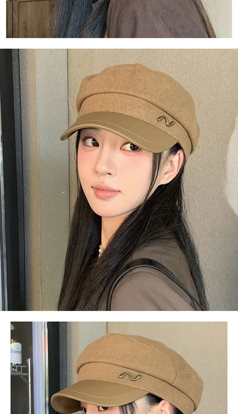 Women's Navy British Beret Cap with Wave Logo — feature 4