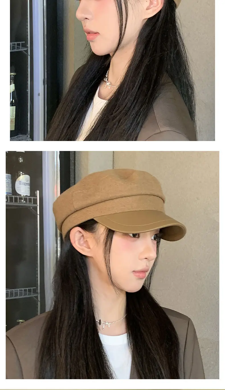 Women's Navy British Beret Cap with Wave Logo — feature 5
