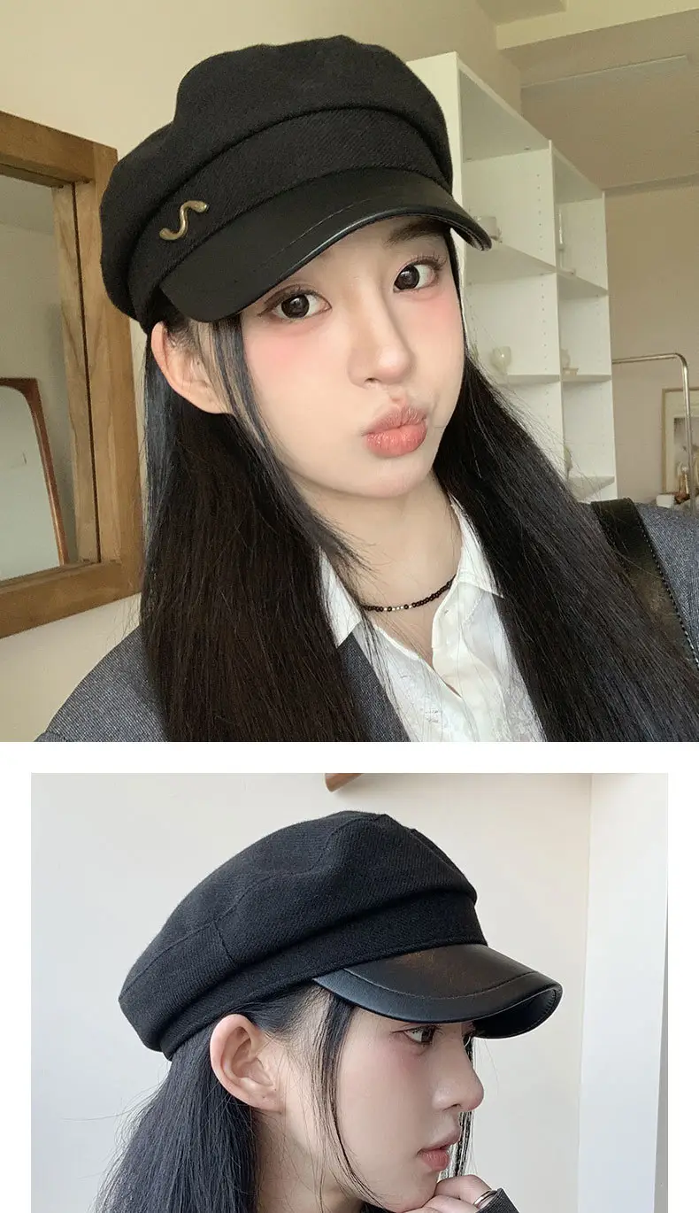 Women's Navy British Beret Cap with Wave Logo — feature 6