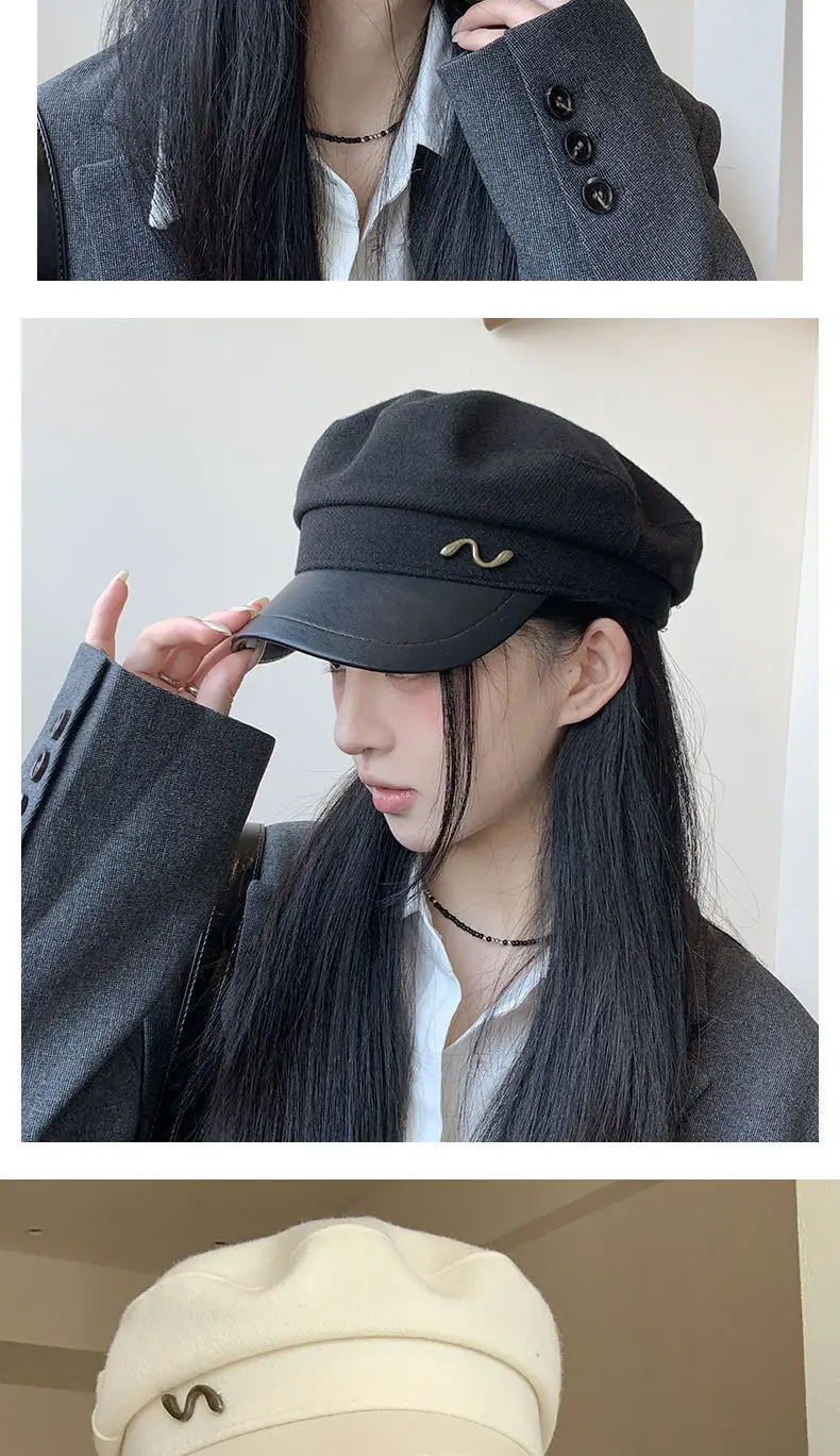 Women's Navy British Beret Cap with Wave Logo — feature 7