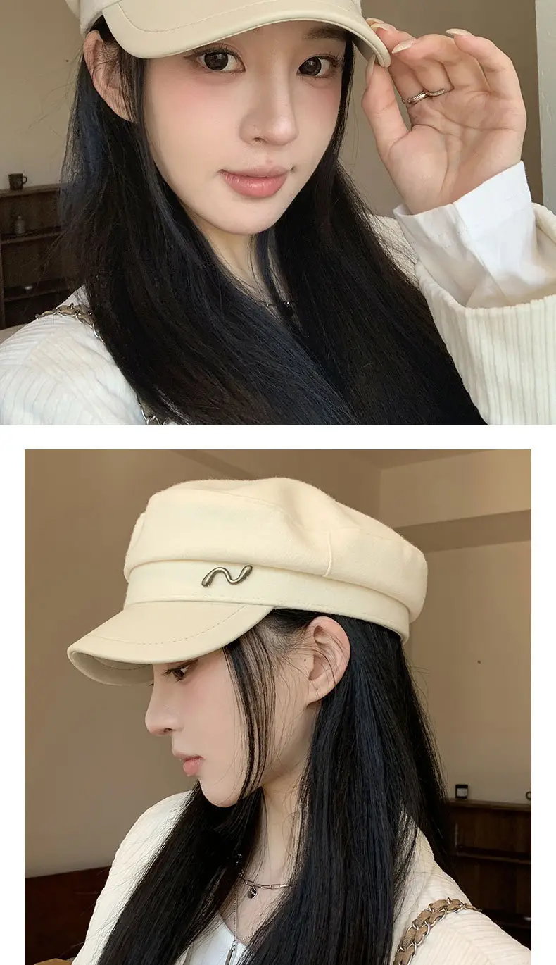 Women's Navy British Beret Cap with Wave Logo — feature 8