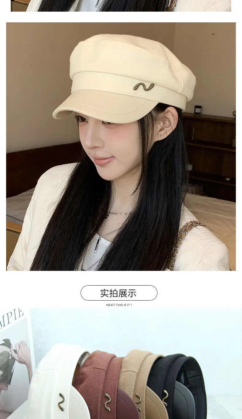 Women's Navy British Beret Cap with Wave Logo — feature 9