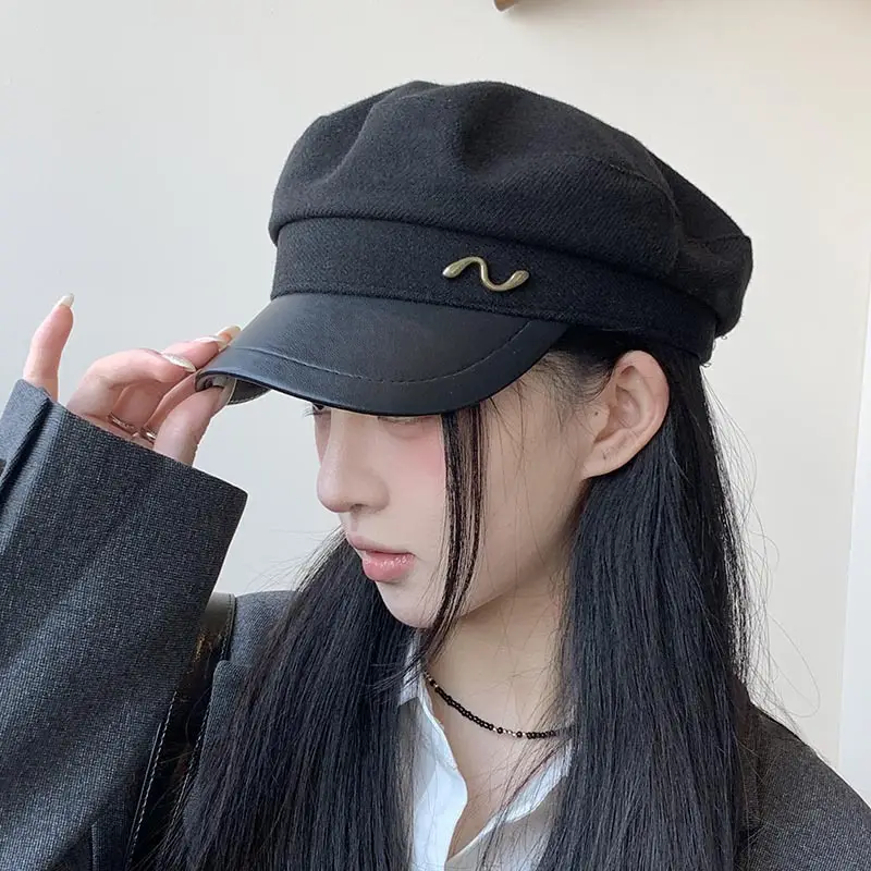 Women's Navy British Beret Cap with Wave Logo - Image 2