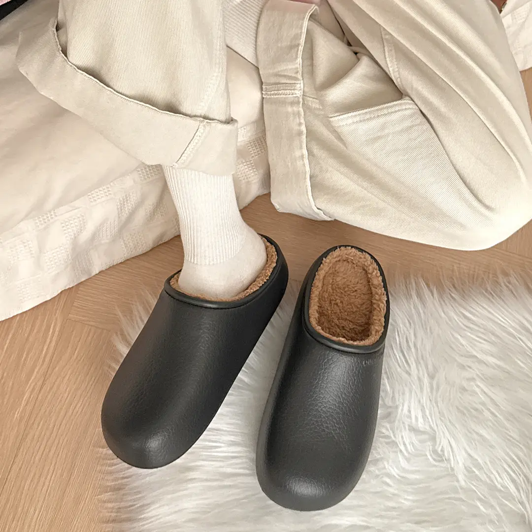 Birkenstock Cotton Slippers for Women, Autumn and Winter Outdoor Wear, 2025 New Style, Fleece-Lined, Versatile, Thick-Soled, Waterproof, Antibacterial, Closed-Toe Half Slippers for Men - Image 7