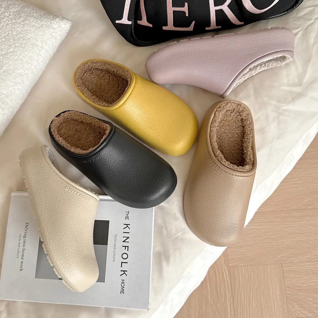 Birkenstock Cotton Slippers for Women, Autumn and Winter Outdoor Wear, 2025 New Style, Fleece-Lined, Versatile, Thick-Soled, Waterproof, Antibacterial, Closed-Toe Half Slippers for Men - Image 8