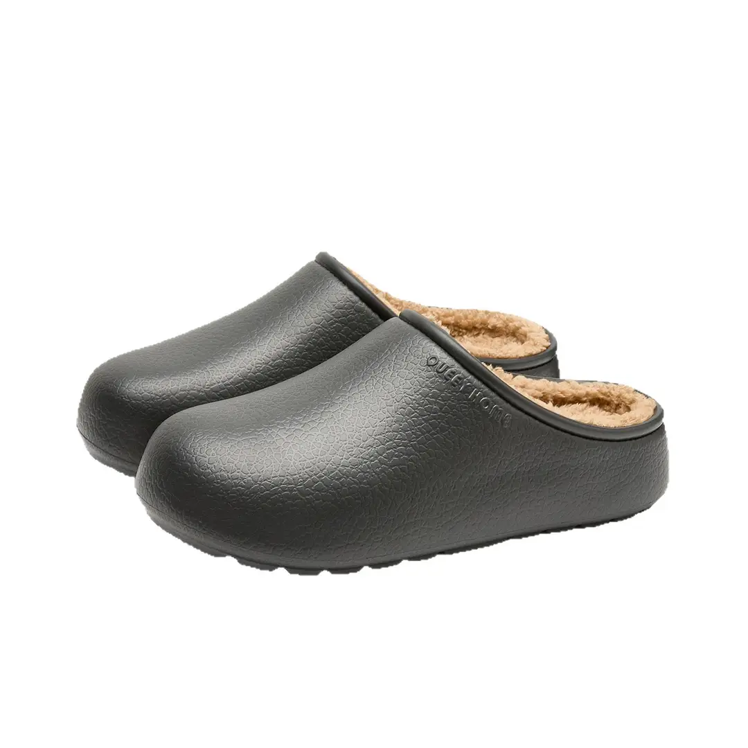 Birkenstock Cotton Slippers for Women, Autumn and Winter Outdoor Wear, 2025 New Style, Fleece-Lined, Versatile, Thick-Soled, Waterproof, Antibacterial, Closed-Toe Half Slippers for Men - Image 9