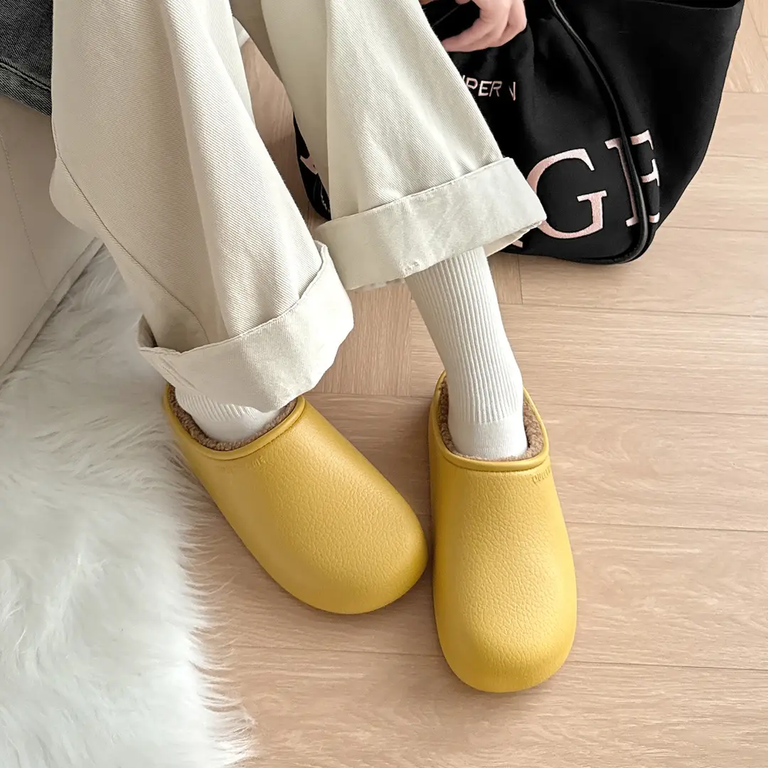 Birkenstock Cotton Slippers for Women, Autumn and Winter Outdoor Wear, 2025 New Style, Fleece-Lined, Versatile, Thick-Soled, Waterproof, Antibacterial, Closed-Toe Half Slippers for Men - Image 4