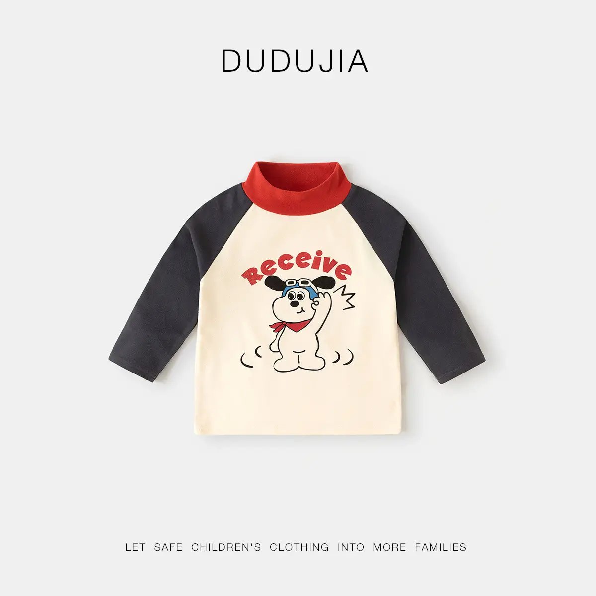 Dudu Kids T-Shirt Cream Half-Turtleneck Base Layer - Image 8