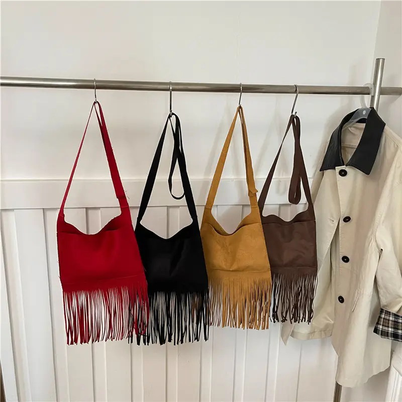 Red Tassel Crossbody Bag for Women Summer Commute - Image 8