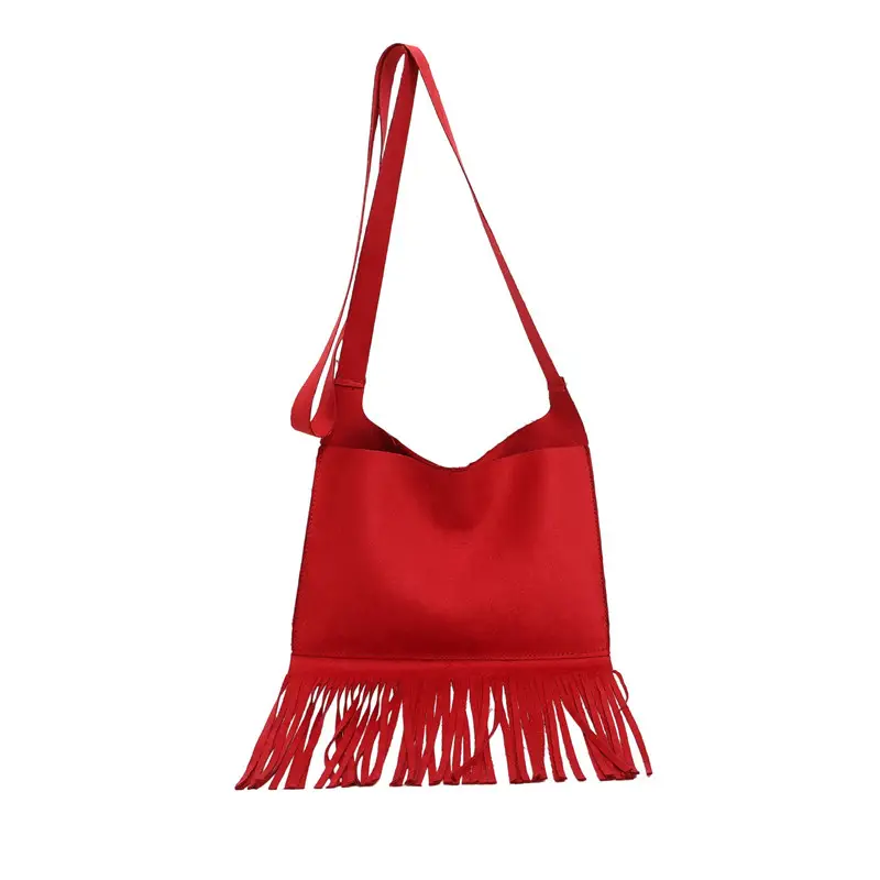 Red Tassel Crossbody Bag for Women Summer Commute - Image 9