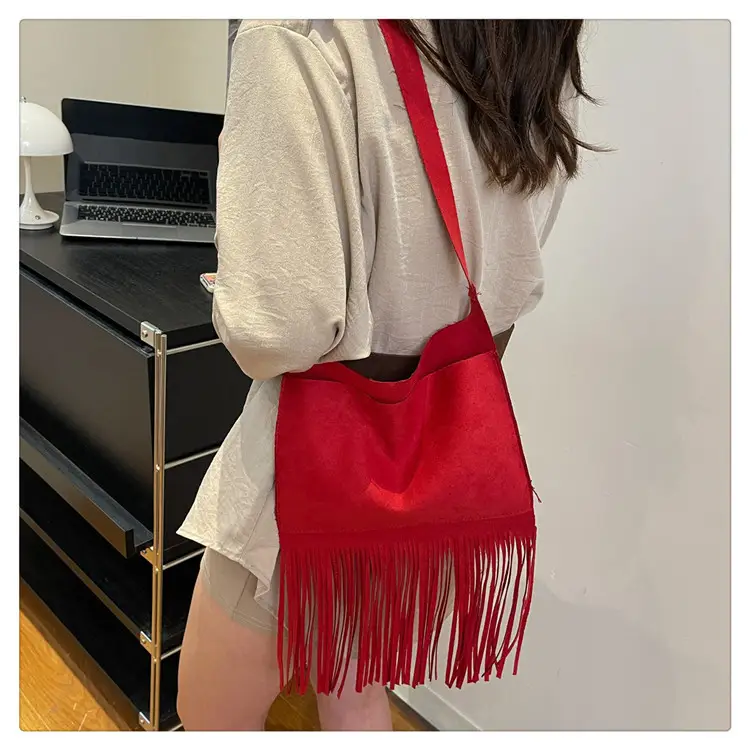 Red Tassel Crossbody Bag for Women Summer Commute — feature 11