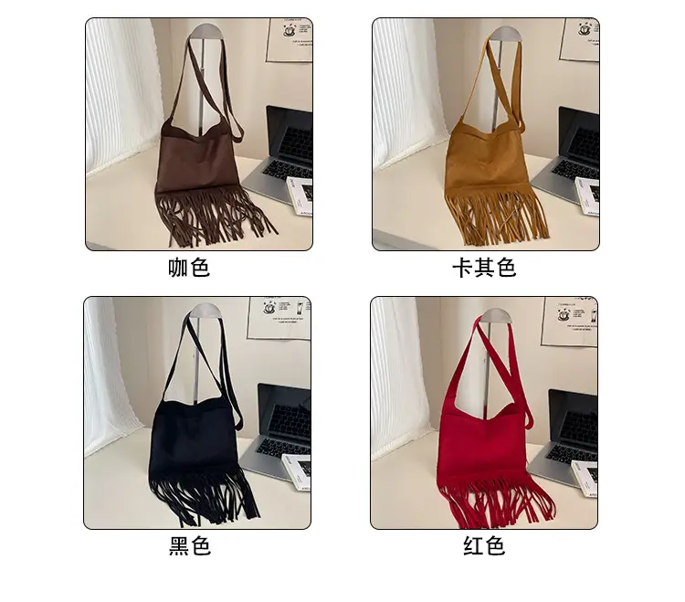 Red Tassel Crossbody Bag for Women Summer Commute — feature 4