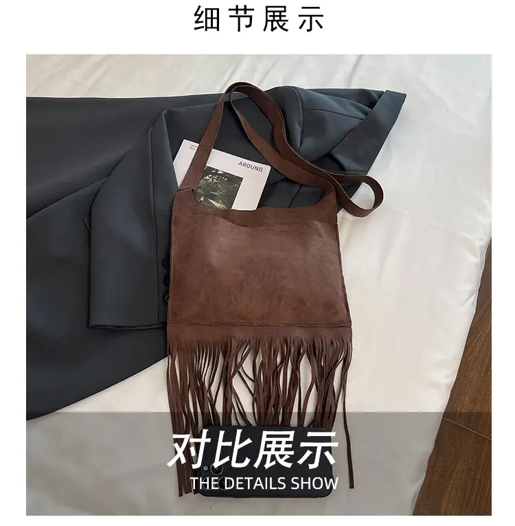 Red Tassel Crossbody Bag for Women Summer Commute — feature 5